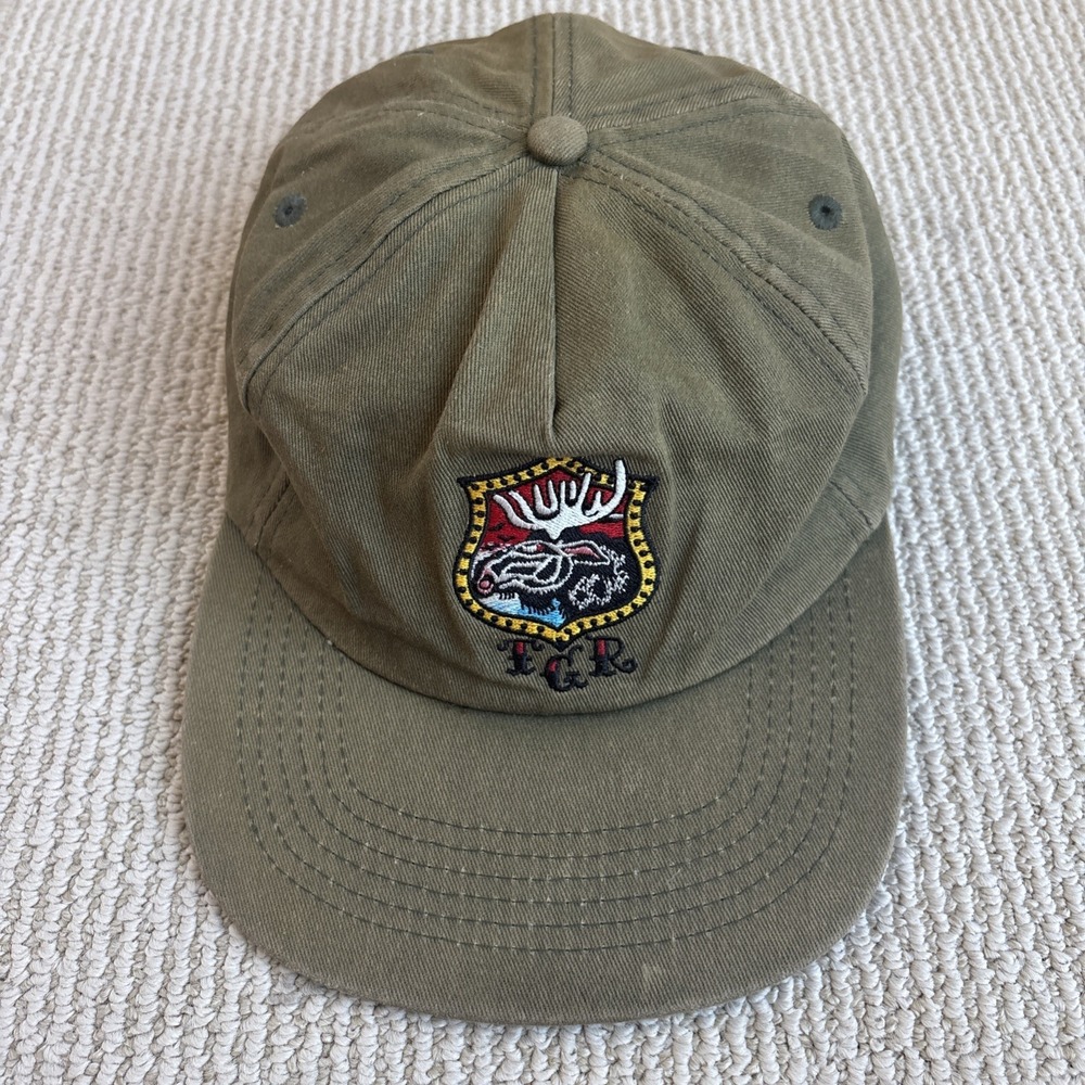Teton Gravity Research Snapback Hat Green Moose Embroidered Outdoor Adventure